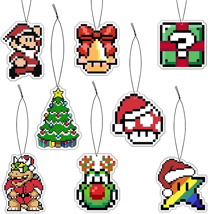 Pounchi Pixel Cartoon Game Car Air Freshener Cards (8 Pack Refreshing Ice Scent) Video Game Accessories for Car Interior Hanging Gift Rearview Pendant Supplies
