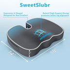 Seat Cushion, Lumbar Support Pillow with Adjustable Strap-Chair Cushions for Sciatica Pain Relief-with Washable Cover Memory Foam for Car, Travel and Wheelchair Gray/Large