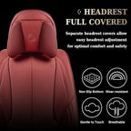 Coverado Universal Seat Covers Full Set, 5 Seats Universal Seat Covers for Cars, Waterproof Faux Leather Car Seat Covers with Head Pillow, Auto Protectors Fit for Most Sedans SUV Pick-up Truck-Red