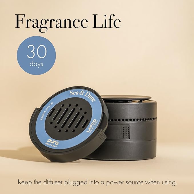 LAFCO New York Pura Car Smart Diffuser Refill, Sea & Dune - 30-Day Scent - Free of Parabens & Phthalates - Cruelty Free
