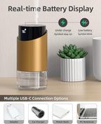 Waterless Essential Oil Diffuser Aromatherapy Scent Diffusers for Home Large Room, Car, Office, Desk, Mini Battery Operated Cordless Air Freshener, 4 Timers & 3 Mist Levels, 100ml Capacity (Golden)