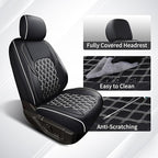 Huidasource Seat Covers Custom Fit for Toyota Tacoma 2016-2023 2022 2021, Full Coverage Leather Seat Cover for Double/Crew Cab SR, SR5, Limited, TRD Pro,TRD Sport,TRD Off-Road(Full Set/Black&White)