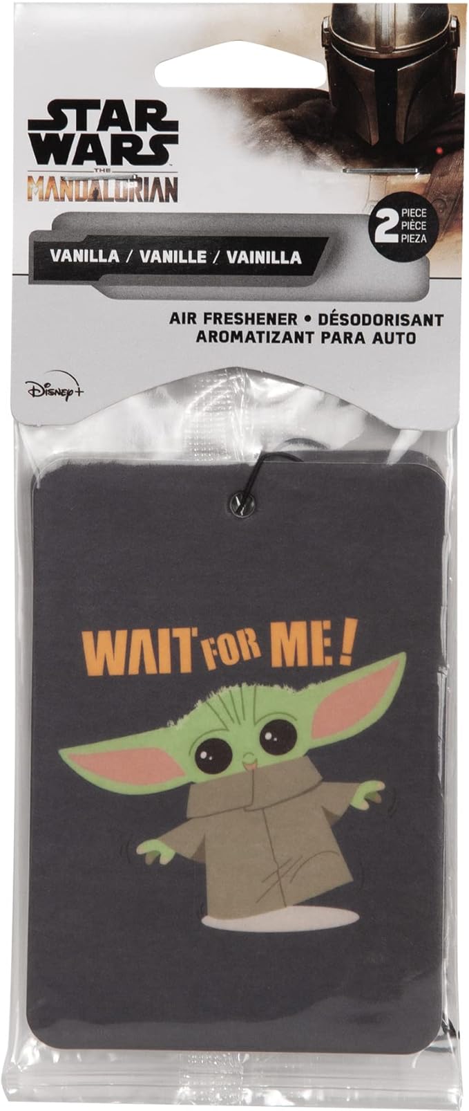 Plasticolor 005539R01Star Wars Mandalorian The Child Wait for Me 2-Sided Air Freshener - different image on each side - 2 pack