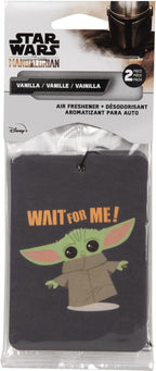 Plasticolor 005539R01Star Wars Mandalorian The Child Wait for Me 2-Sided Air Freshener - different image on each side - 2 pack