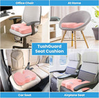 TushGuard Seat Cushion for Office Chair Memory Foam Non-Slip Cushion Back, Relief Chair Pad, Butt Pillow for Office Chair, Car, Computer Desk, Pink