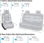 FH Group Car Seat Covers Flat Cloth Automotive Gray Full Set, Rear Solid Bench Universal Fit Combo Steering Wheel Cover & Seat Belt Pads Car Seat Protector for Cars Trucks SUV Interior Accessories