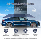 Semi-Automatic Car Tent, 3.78×7.2FT Portable Cars Umbrella Vehicles Tent Blocking UV Rays Car Roof Cover Cars Awning with Carrying Bag Sun Shades for Vehicles Roof Protection (Navy Blue)