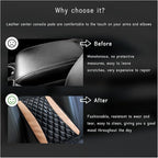 Car Center Console Cushion Pad, Universal Leather Waterproof Armrest Seat Box Cover, Comfortable Auto Armrest Cover Protector, Car Interior Decor Accessories for Most Vehicles (Black & Beige)