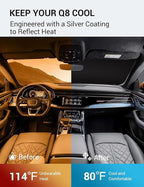 Proadsy 2026 Upgrade Windshield Sun Shade Custom Fit 2019-2025 2026 Audi Q8 Foldable Front Sunshade Protector Sun Visor Blocks UV Rays Keep Car Cooler