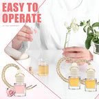 60 Pcs Car Diffuser Bottle Set with Wooden Caps,Dropper and Funnel, Empty Glass Car Air Freshener Bottle Bulk Hanging Essential Oil Fragrance Pendants for Car Decor，Can DIY Car Air Freshners Diffuser