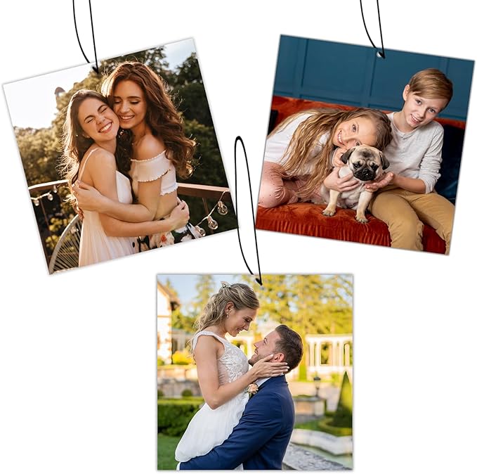 Custom Air Fresheners with Picture, Personalized Photo Air Freshener for Car Wardrobe Bathroom Hanging Ornaments (Square-)