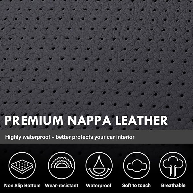 Coverado Silverado Seat Covers Full Set, Faux Leather Car Seat Covers Fit for Chevy Silverado GMC Sierra 2007-2013 & 2019-2026 1500, 2020-2026 2500HD 3500HD Crew Double Extended Cab(Blueline)