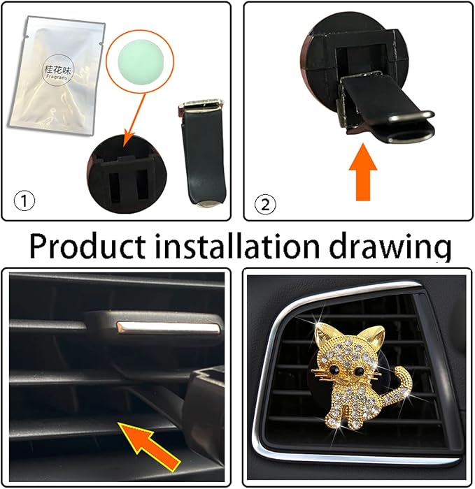 Bling Rhinestone Car Air Vent Clip,Dashboard Outlet Clip,Car Air Freshener Vent Clips,Car Air Conditioning Outlet Clip Decorative,Bling Car Accessories Car Interior Decoration Charm,Cute Car Decor