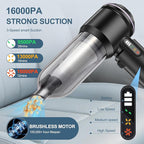 Portable Handheld car Vacuum Cleaner, 16000PA Vacuum Suction, Equipped with Two high-Efficiency Filters, Used for Cleaning car interiors, Sofas, pet Hair, and Small-Scale Garbage Stains