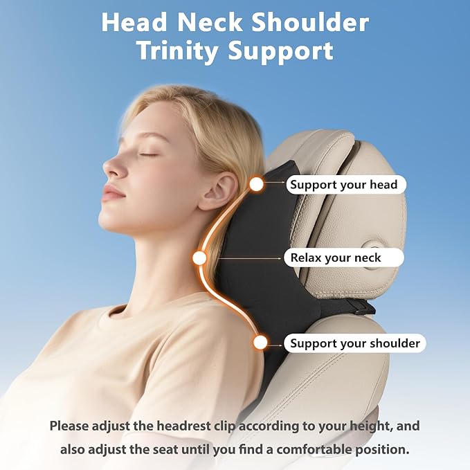 BABUR Car Headrest Pillow | Ergonomic Memory Foam Neck Shoulder Support Pillow with Adjustable Design & Enlarged Surface | Pain Relief for Driving Travel Sleeping | Gray1 Pack