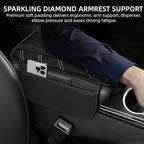 NBTEPEM Black Center Console Cover, Sporty Leather Armrest Cover Cushion with 2 Storage Pockets, Universal Auto Middle Console Protector, Car Interior Accessories for Most SUV, Truck, Sedan Vehicles