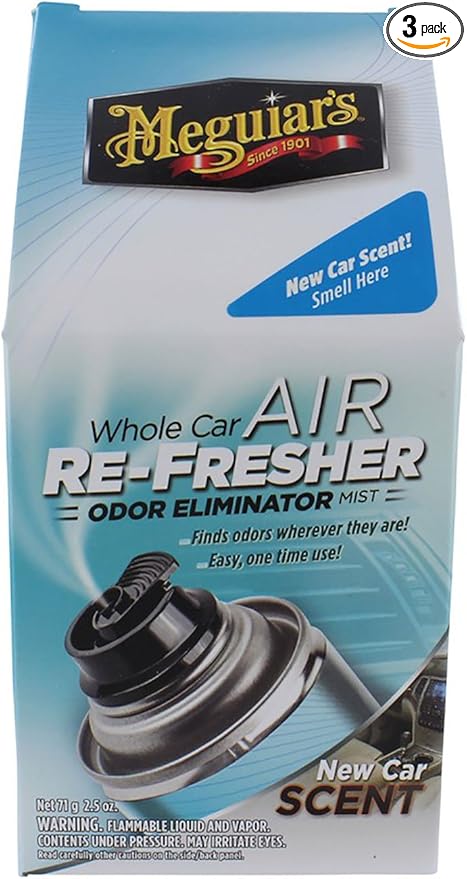 Meguiar's Whole Car Air Re-Fresher,Odor Fighting Mist, Fights Off Strong Vehicle Odors,Air Freshener, New Car Scent - Three 2 Oz Spray Bottles