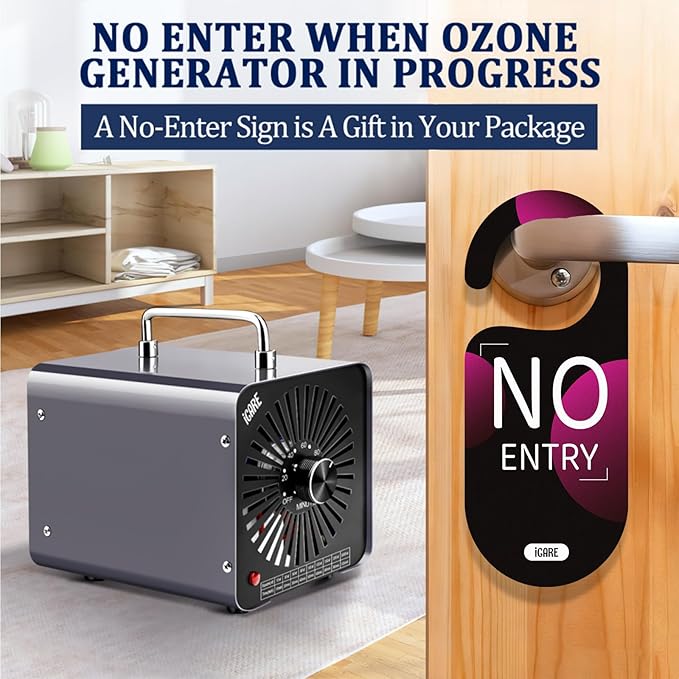 Ozone Generator, 48,000mg/h Commercial Ozone Machine Odor Removal, High Capacity O3 Odor Eliminator Deodorizer with 120Min Timer for Home, Pet, Smoke, Car, Basements for 4000 Square Feet Grey