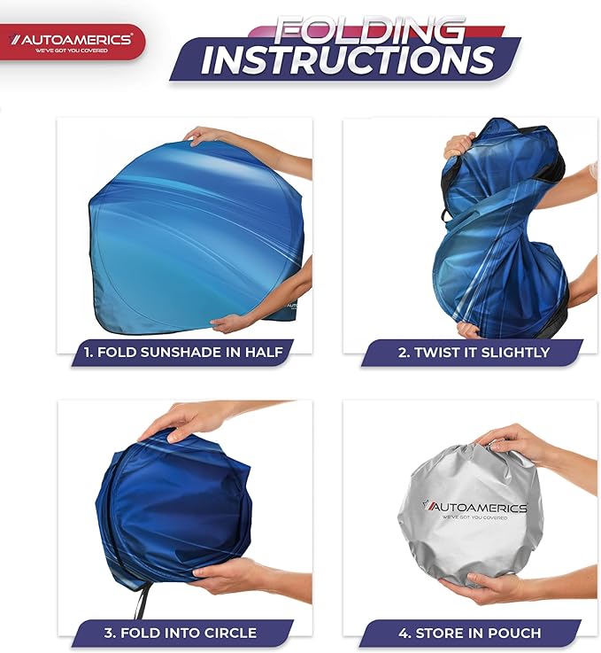Autoamerics 1-Piece Windshield Sun Shade - Ocean Wave Foldable Car Front Window Sunshade for Most Cars SUV Truck - Heat Blocker Visor Protector Blocks Max UV Rays and Keeps Your Vehicle Cool - Medium