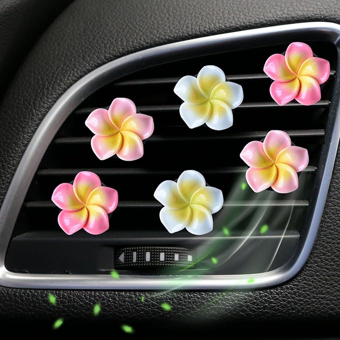 6Pcs Multicolor Pentapetal Flower Car Accessories for Women, Beach Flower Car Air Vent Clips Air Conditioner Outlet Decoration Cars Interior Decor Charm, Air Fresheners Interior Accessories