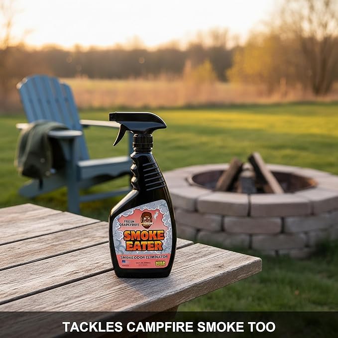 Smoke Eater Odor Eliminator Spray, Fresh Grapefruit, 22 oz — Breaks Down Smoke Odor at the Molecular Level — Works on Fabric, Cars, Furniture — Made in USA