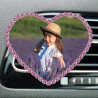 Personalized Car Air Freshener with Photo – Custom Rhinestone Vent Clip & Heart-Shaped Acrylic Picture Frame for Car Interior Decoration Accessories (Purple, One Size)