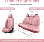 Auto Car Seat Covers Full Set Leather Cushion Protector Breathable Waterproof Seat Cover for Cars Universal Fit (Pink, Full Set Without Headrest)