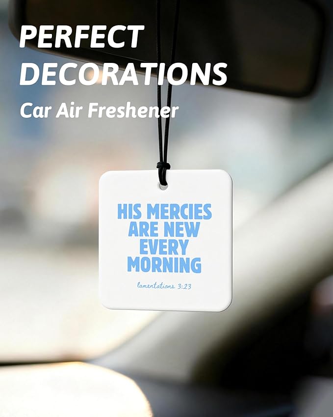 Blue Christian Car Air Freshener 4 Pcs, Coquette Blue Bow Bible Verse Religious Hanging Air Freshener for Cars Closet Drawer Books, Cute Christian Car Accessories Mirror Decor for Women