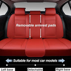 KEYOOG Car Seat Covers Full Set, 5-Seater Waterproof and Breathable Nappa Leather, Fit for Front and Rear Seats of Cars, Compatible with Airbags, Car Seat Protector Covers for Most Cars - Wine red