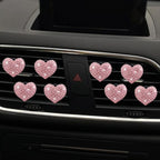 8-Pc Bling Heart Air Vent Clips, Crystal Heart Air Fresheners Vent Clip Rhinestone Car Decor - Cute Car Accessories for Women & Girls (Pink)