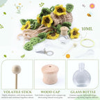 Crochet Car Air Freshener, Cute Crochet Plant for Rear View Mirror, Handmade Car Mirror Hanging Accessories, Plant Botanical Fern Leaf Design with 10ml Refillable Glass Essential Oil Bottle for Home
