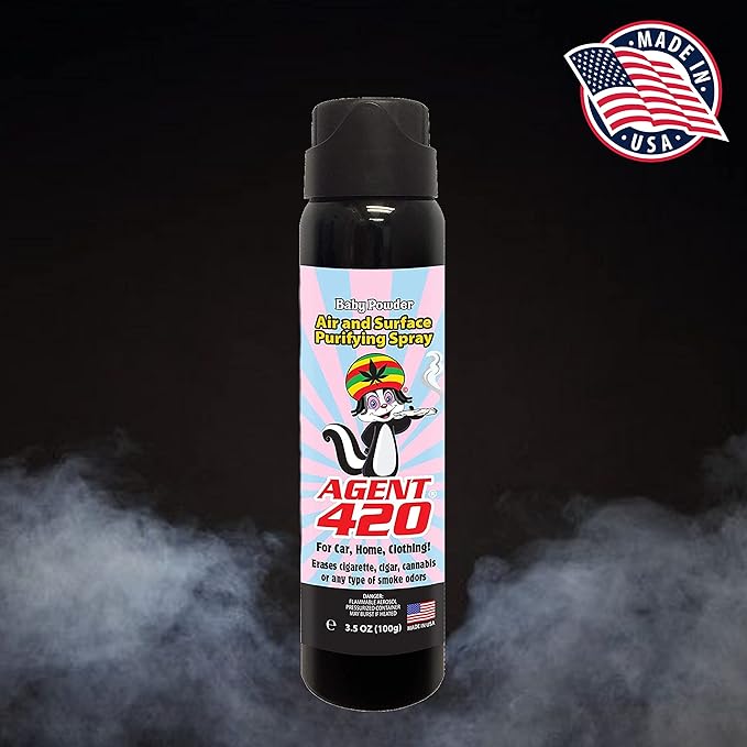 Agent 420-3.5 oz Odor Destroying Spray for Eliminating Unwanted Odors in Your House, Car or Apartment, Freshen Up The Crib (Baby Powder)