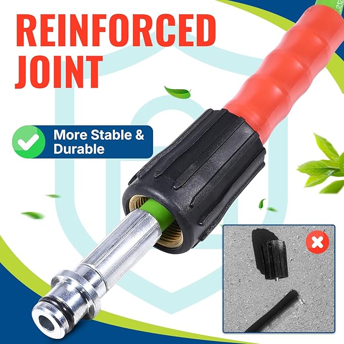 YAMATIC Upgraded Flexible Pressure Washer Hose 100FT 1/4", 3200 PSI Non-Kink Replacement with M22-14mm & 3/8" Quick Connect Adapters, Extension for Gas Power Washer Troy-Bilt Ryobi Honda Craftsman