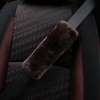 Soft & Cozy Australian Sheepskin Car Seat Belt Covers,2 Pack Fluffy Seatbelt Pads, Genunie Sheepskin Fur Shoulder Straps Cushions for Adults Kids Women and Men (Olive Brown)