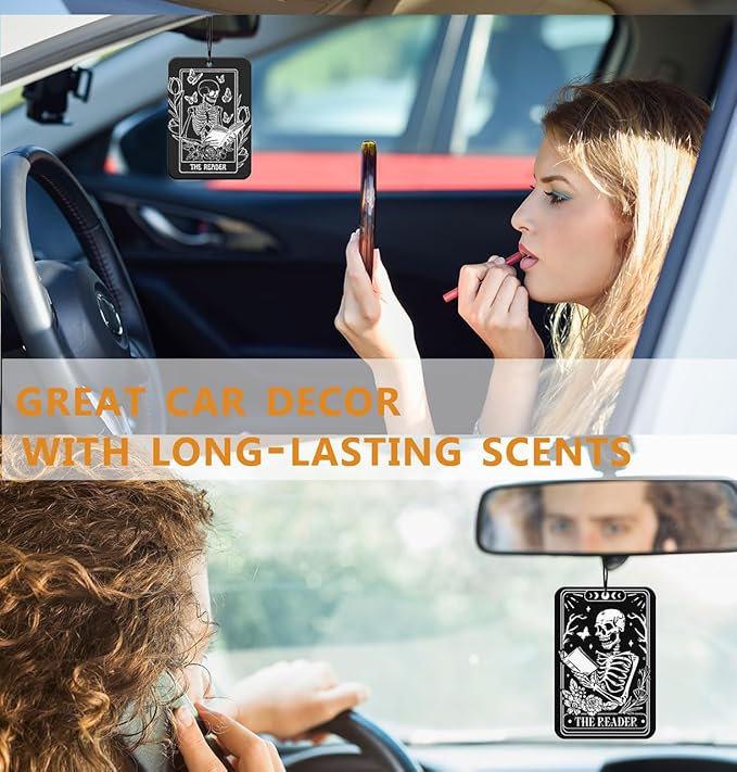 Gothic Bookworms Car Air Freshener Hanging 2Pcs, Reading Goth Car Accessories Interior, Funny Reader Cars Rear View Mirror Decor Book Lover Bookaholics Bookworms Gifts For Women Friends (Lavender)