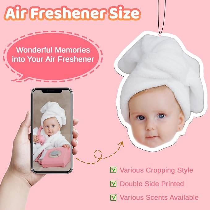 Custom Air Fresheners with Picture - Personalized Double Sided Photo Text Air Freshener for Car Wardrobe Bathroom Hanging Ornaments(1pcs)