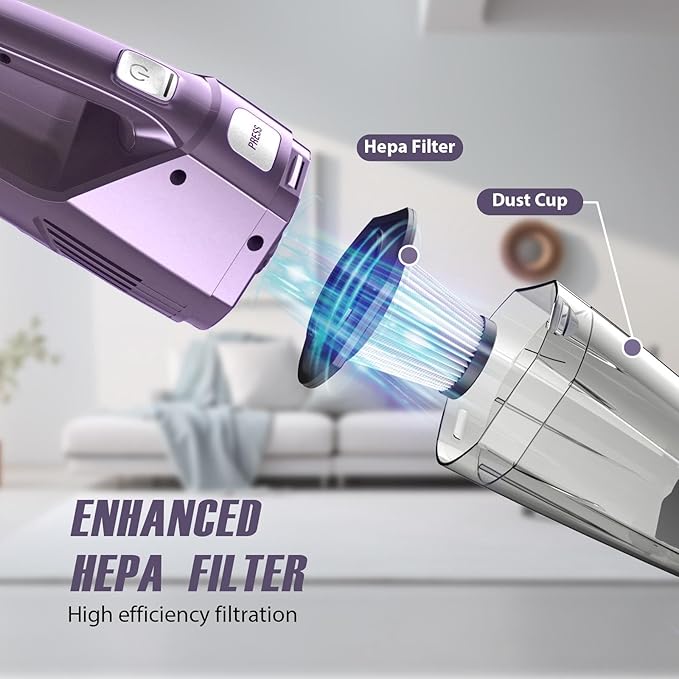 Handheld Vacuum Cordless – Car Vac Portable with 8KPA & Multi Accessories & Low Noise, Lightweight Hand Held Vacuum Cordless Rechargeable for Car/Home/Dust/Pet Hair, Mine Portable Vacuum