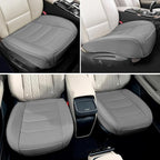 Car Seat Cover for Luxury & Comfort - PU Leather, Anti-Slip, Full Wrap Protection with Storage Pocket for Bottom Cushion - Universal Fit for 95% of Vehicles (Gray,2 Piece)