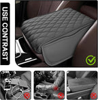 wuyaoyao Car Center Console Cover, 12.13"×8.66"×3.74" Leather Car Armrest Cover with with 2 Side Pockets, Memory Foam Soft Auto Armrest Cushion Pad, Universal Vehicle Arm Rest Protector (Gray)