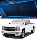Windshield Sunshade for Chevrolet Silverado 1500, 2500HD, 3500HD & GMC Sierra 2014–2018 – Upgraded Double-Layer Design, Mirror Cut-Out, Blocks 99% UV Rays, Easy-Fold Windshield Sun Shade