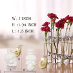 7PCS 15ML Skull Glass Bottle Set, Include Silica Gel Stopper, Wooden Cover, Dropper & Funnel for Car/Home/School Gift/Decoration/Office, White
