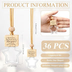 36 Pcs Star Shaped Car Fragrance Diffuser Bottle Bulk - Appreciation Gifts Set Hanging Glass Diffusers with Inspirational Message for Coworker Teacher Staff Thank You Gift (Sometimes)