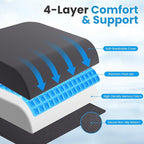 Wheelchair Seat Cushion - Cooling Gel & Memory Foam Office Chair Cushion with Non-Slip Bottom & Washable Cover, Ergonomic Car Seat Pillow for Sciatica, Tailbone, Back Comfort (Grey)