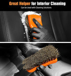 YeewayVeh 2PCS Leather Cleaning Brush, Horse Hair Brush for Car Leather Seat, Fabric, Shoes and Furniture, Soft Detailing Brush for Carpets, Seat Belts and Car Interior