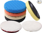 Buffing Polishing Pads, ZFE 7Pcs 5"(125mm) Waffle Foam Buffing Pads Polishing Pads Wool Pad Kit for 5Inch Backing Plate RO/DA/GA Car Polisher Boat Compounding, Polishing and Waxing