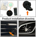 Silver Bling Spider Car Air Freshener Vent Clips, Cute Lovely Spider Car Decor