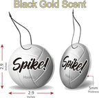 Volleyball Car Air Freshener by HookUp - 10 Pack - Black Gold Scent (Extra Strong) | Unique Volleyball Gift for Players, Coach, Fans | Hanging Car Accessory with Long Lasting Fresheners Smell