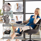 Aukee Lumbar Support Pillow for Car, Genuine Leather Memory Foam Pillow Cushion Lower Back Cushion for Car and Office Chair with Adjustable Strap (Beige)
