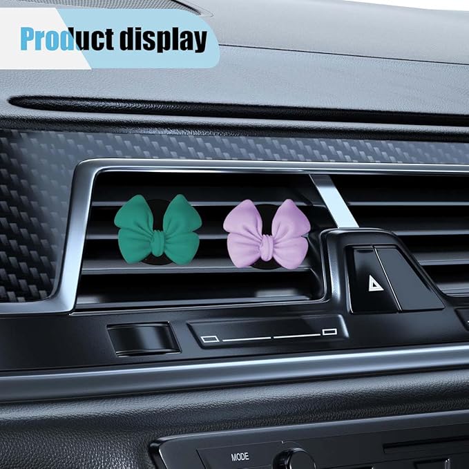 6PCS Bow Car Air Freshener Clips, Cute Air Conditioning Vent Clip, Aesthetic Car Interior Decoration Accessories, Automotive Dashboard Air Vent Trim Clip for Women Girl (Colorful 2)