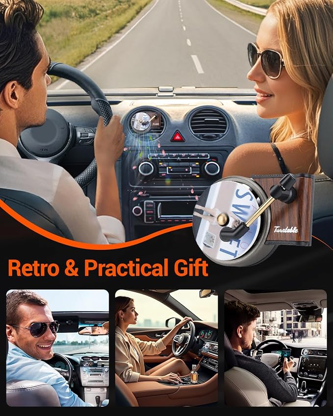 Record Player Air Freshener Car Diffuser Vent clip, 12pcs Refillable Car Air Freshener with Pop Singer Album Covers, Vintage Vinyl Air Freshener Car Decor, Perfect Music Lovers Gifts